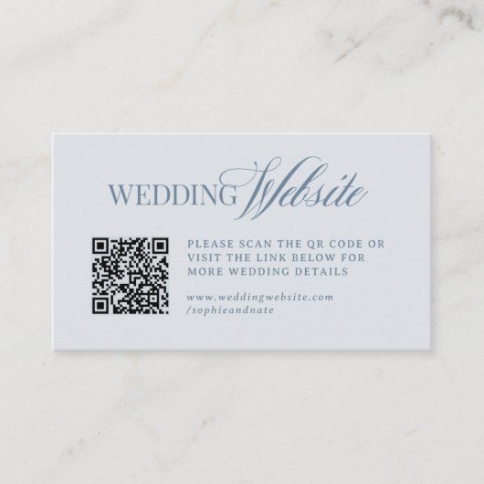 Luxe Light Dusty Blue | Wedding Website QR Code Informatiekaartje (Voorkant)