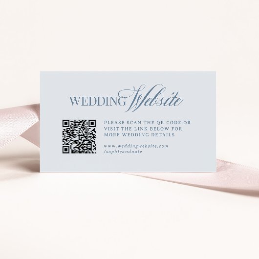 Luxe Light Dusty Blue | Wedding Website QR Code Informatiekaartje