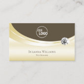 Luxe Light Gold Brown met Logo en diamant Chic Visitekaartje (Voorkant)
