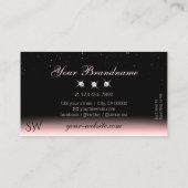 Luxe Light Pink Black Sparkle Diamonds Monogram Visitekaartje (Achterkant)