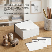 Luxe lijnkunst vos Kids Persoonlijke naam 3"x3" Post-it® Notes