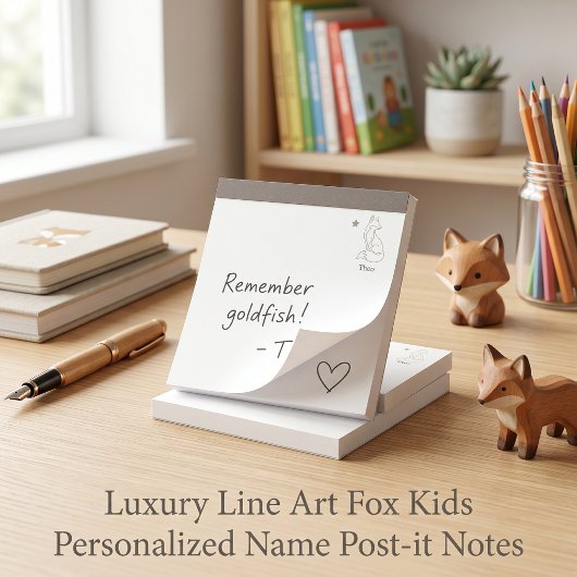 Luxe lijnkunst vos Kids Persoonlijke naam 3"x3" Post-it® Notes