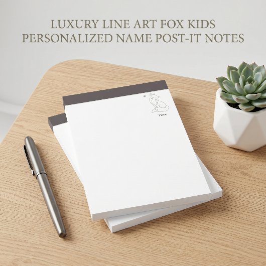 Luxe lijnkunst vos kinderen gepersonaliseerde naam post-it® notes
