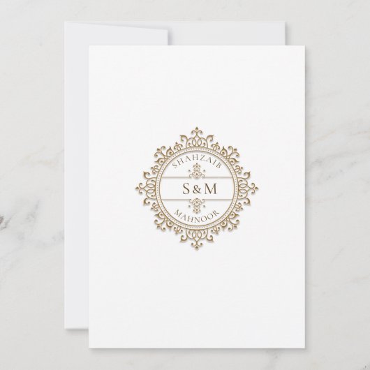 Luxe  Lijst Islamitische bruiloft Monogram Kaart (Achterkant)