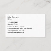 Luxe limo taxichauffeur visitekaartje (Achterkant)