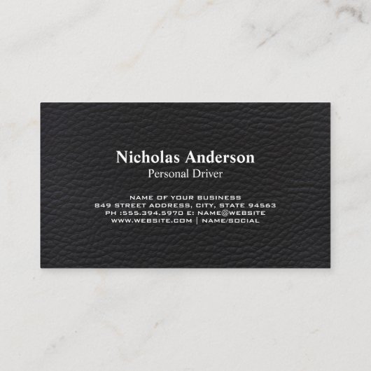 Luxe limousine | Stuurprogramma | leer Visitekaartje (Achterkant)