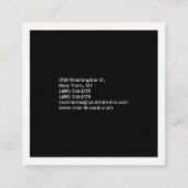 Luxe Linen Plain Black & White Modern minimalist Vierkante Visitekaartje (Achterkant)