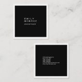 Luxe Linen Plain Black & White Modern minimalist Vierkante Visitekaartje (Voorkant / Achterkant)