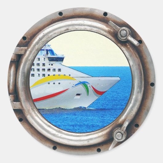 Luxe Liner Porthole Uitzicht Ronde Sticker (Voorkant)