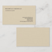 Luxe Linnen Beige Klassieke Plain Professional Visitekaartje (Voorkant / Achterkant)