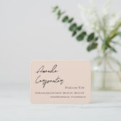 Luxe Linnen Champagne Roze Plain Minimalist Visitekaartje (Staand voorkant)