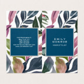 Luxe linnen effen moderne minimalistische bloemen visitekaartje (Buitenkant ongevouwen)