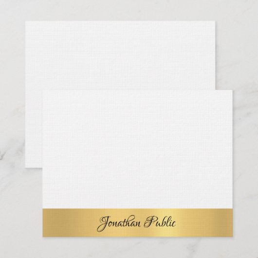 Luxe linnen elegant handschrift Sjabloon goud (Voorkant / Achterkant)