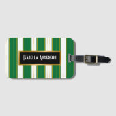 Luxe linnen Modern groen goud textuur Collectie Bagagelabel (Voorkant (horizontaal))