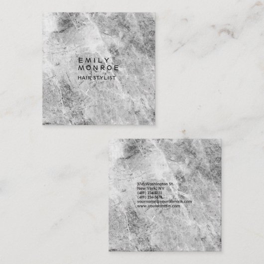 Luxe Linnen Plain Grijs Muur Modern Minimalistisch Vierkante Visitekaartje (Voorkant / Achterkant)