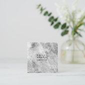 Luxe Linnen Plain Grijs Muur Modern Minimalistisch Vierkante Visitekaartje (Staand voorkant)