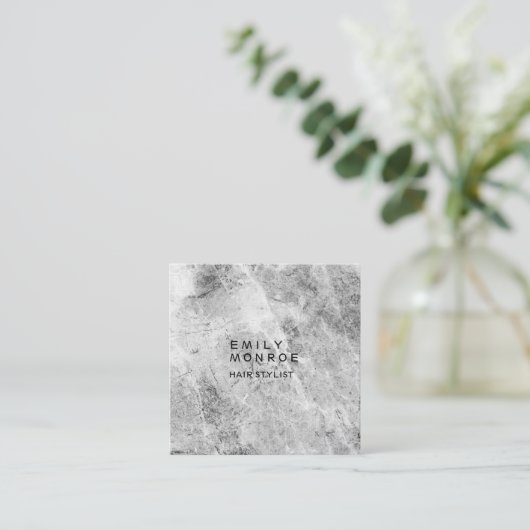 Luxe Linnen Plain Grijs Muur Modern Minimalistisch Vierkante Visitekaartje (Staand voorkant)