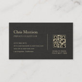 Luxe Linnen Transport Auto QR Code Zwart & Goud Visitekaartje (Achterkant)