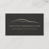Luxe Linnen Transport Auto QR Code Zwart & Goud Visitekaartje (Voorkant)