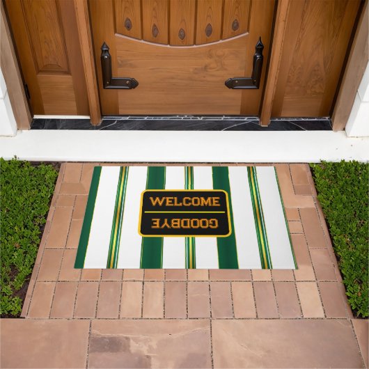 Luxe linnen trendy groen goud textuur Collectie Deurmat (Buiten)