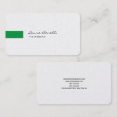 Luxe Linnen Zwart Wit Groen Professioneel Modern Visitekaartje (Voorkant / Achterkant)