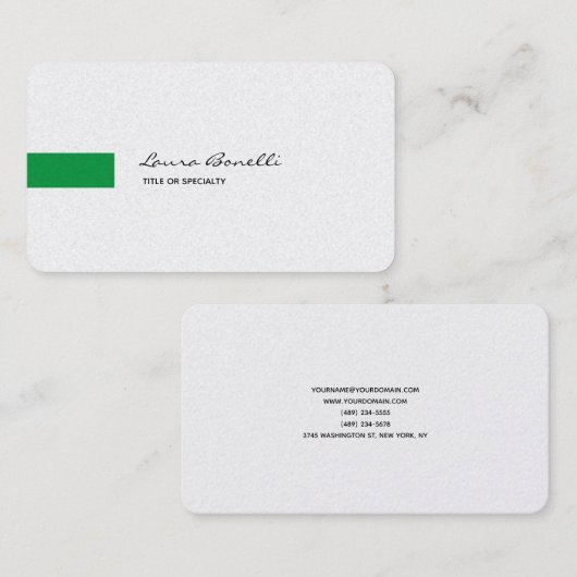 Luxe Linnen Zwart Wit Groen Professioneel Modern Visitekaartje (Voorkant / Achterkant)