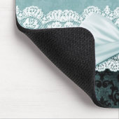 Luxe lint Blauw Damask Mousepad Muismat (Hoek)