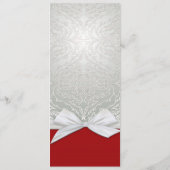 Luxe Lint Zilver/Rood Damast Bruiloft Menu (Achterkant)