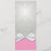 Luxe lint zilver/roze damast bruiloft menu (Achterkant)