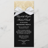 Luxe lint zwart goud damast bruiloft menu (Voorkant)