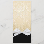Luxe lint zwart goud damast bruiloft menu (Achterkant)