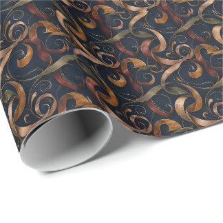 Luxe lintpapier met lint | Elegante swirl Cadeaupapier