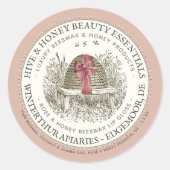 Luxe Lip Gloss Label Roos Roze met Skep en Bow (Voorkant)