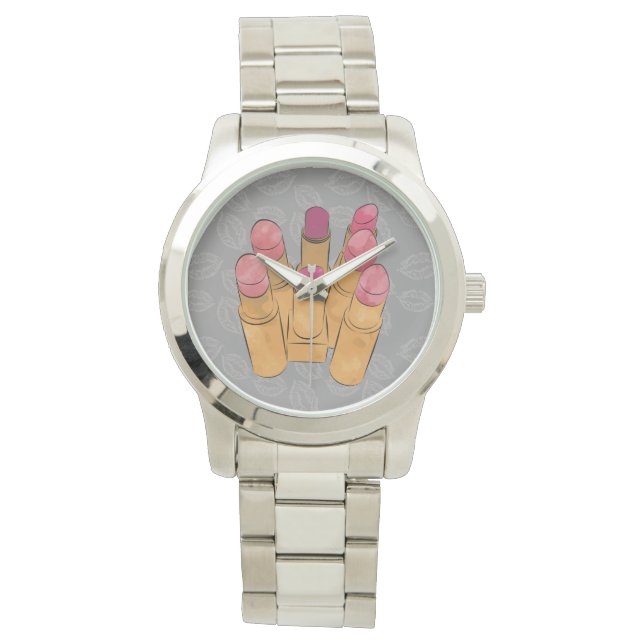 Luxe Lipstick Kiss Horloge (Voorkant)