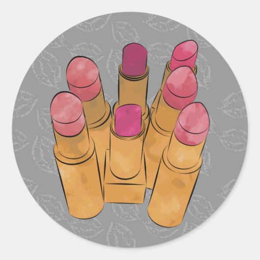 Luxe Lipstick Kiss Ronde Sticker (Voorkant)
