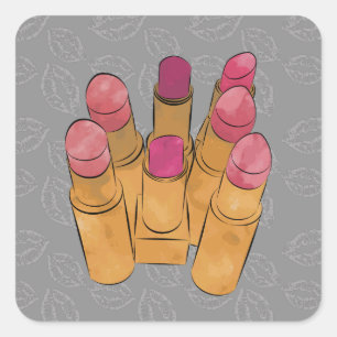 Luxe Lipstick Kiss Vierkante Sticker