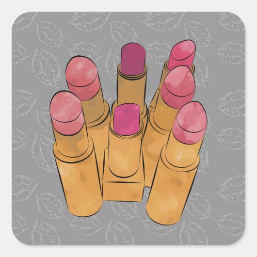 Luxe Lipstick Kiss Vierkante Sticker (Voorkant)