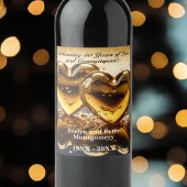 Luxe Liquid Gold Hearts 50e bruiloft Jubileum Wijn Etiket