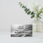 Luxe Liquid Silver Grey Steel Shimmer met Logo Visitekaartje (Staand voorkant)