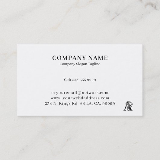 Luxe logo A in zwart-wit Visitekaartje (Achterkant)