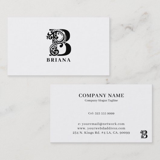 Luxe logo B in zwart-wit Visitekaartje (Voorkant / Achterkant)