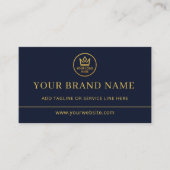 Luxe Logo Blauw Goud QR Code Visitekaartje (Voorkant)