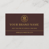 Luxe Logo Bordeaux Goud QR Code Visitekaartje (Voorkant)