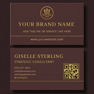 Luxe Logo Bordeaux Goud QR Code Visitekaartje