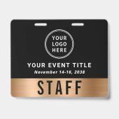 Luxe Logo QR Code Zwart Gouden Toegangskaart Evene Badge (Voorzijde)