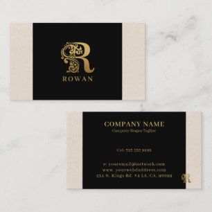 Luxe logo R in goud op zwart Visitekaartje