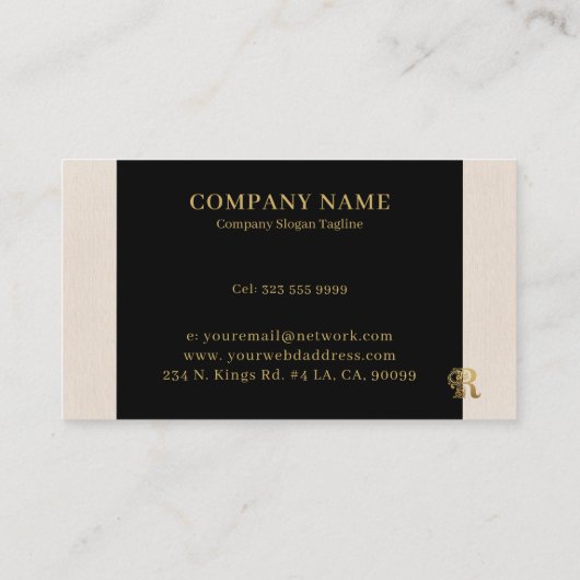 Luxe logo R in goud op zwart Visitekaartje (Achterkant)
