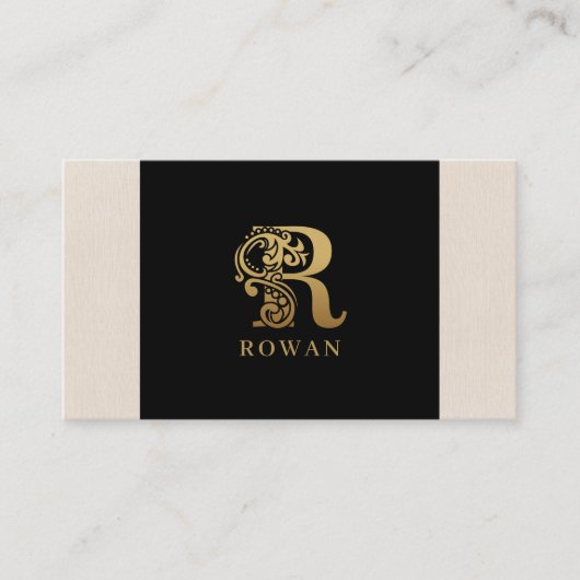 Luxe logo R in goud op zwart Visitekaartje (Voorkant)