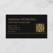 Luxe Logo Zwart Goud QR Code Visitekaartje (Achterkant)