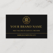 Luxe Logo Zwart Goud QR Code Visitekaartje (Voorkant)